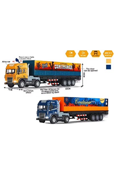 tmtoysandmore Tır Konteyner Taşıyan Dev boy Oyuncak 40 Cm Işık ve Sesli Metal...
