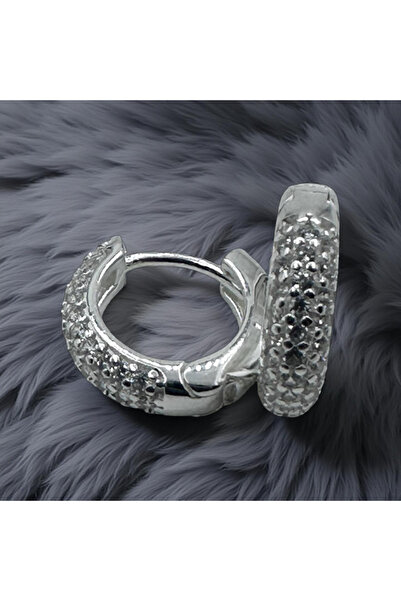 ZEY 925 Ayar Küpe Zirkon Taşlı Küçük Kalın Kadın Hediyelik Küpe