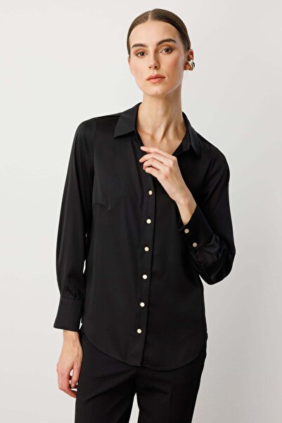 Ekol Σατέν μπλούζα με κουμπιά