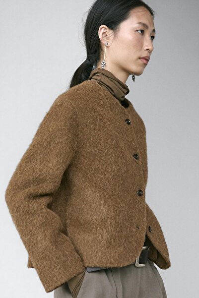 Massimo Dutti Fırçalanmış Yüzeyli Alpaka Yün Ceket