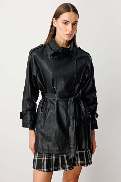 Ekol Çıtçıtlı Deri Trenç