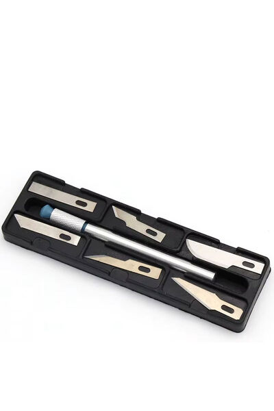 REKOTOOLS -Kaymaz Metal Neşter Bıçak Araçları Seti 6 Adet Bıçak 1 Adet Kaymaz Sap