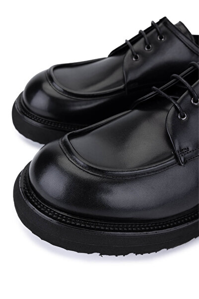 Tamer Tanca Men's Genuine Leather Black Leather Casual Shoes