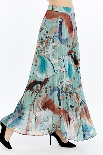 sehatex Lined Pleated Chiffon Waisted Elastic Skirt