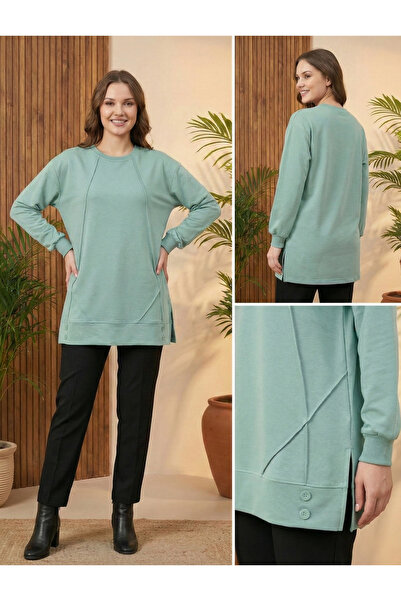 Birol Triko Women's Water Green Buttoned Tunic