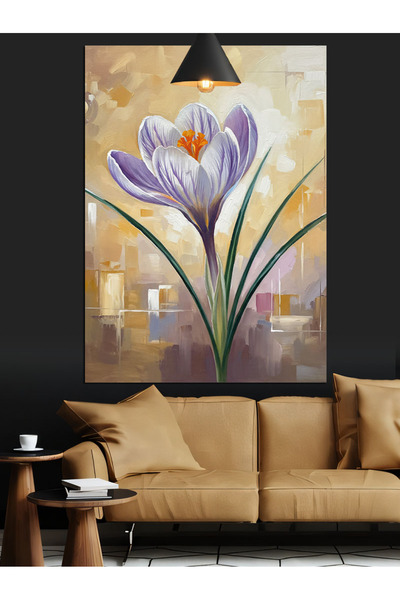 KanvasSepeti Floare albă galbenă Pictură în ulei de înaltă calitate texturat ...