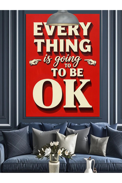 Artmeg Pânză decorativă cu afișul „Everything Will Be Ok” în limba engleză - ...