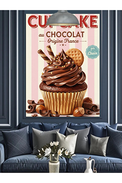 KanvasSepeti Tort în formă de cupă cu ciocolată Pictură în ulei de înaltă cal...