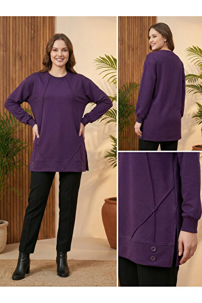 Birol Triko Women's Plum Green Buttoned Tunic