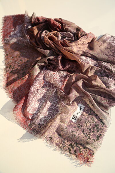 POLO CRAFT Keten Yazma Çizgili Desen Flamlı Tülbent