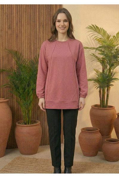 Birol Triko Women's Dusty Rose Buttoned Tunic