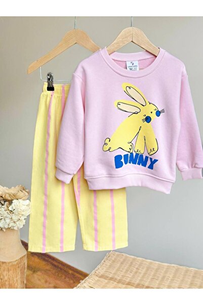 KidsSel Girl's Printed Model 3 Thread Cotton Fabric Bottom Top Set