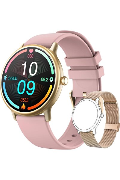 ZONEY ساعة ذكية Y86 مزودة بخاصية الاتصال عبر البلوتوث وشاشة AMOLED مقاس 1.43 بوصة وتصنيف IP68 لتتبع اللياقة البدنية (وردي)