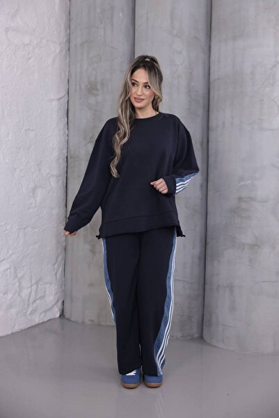 BRGCLOTHING 100% Cotton 3 Thread Denim Detailed O Oversized Cotton Tracksuit Set