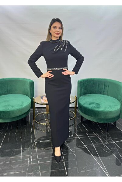 White Corner 3264 Stone Embroidered Special Design Dress