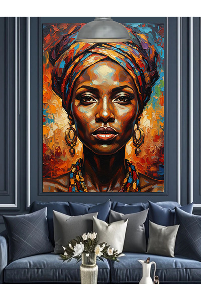 KanvasSepeti Femeie africană Pictură în ulei de înaltă calitate texturat Canv...