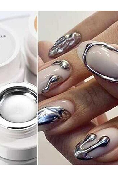 Generic 2ps Metallic Nail Art Gel Polish Set, 3D Effect, Silver/Gold/Rose Gold, 8ml, UV/LED Soak Off