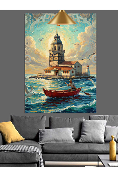 karizmart Kız Kulesi İstanbul sandal gezisi deniz manzarası Dekoratif Kanvas ...