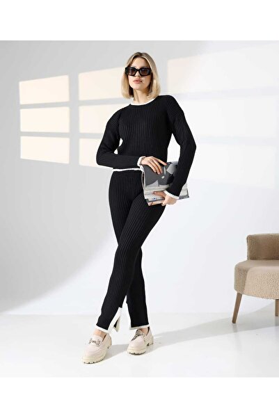 Cemre Life طقم تريكو نسائي جديد من Deux مكون من شق قطع