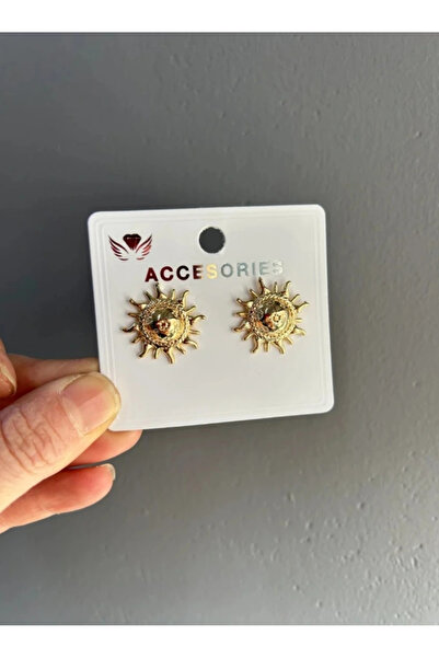 naaksesuar أقراط بتفاصيل شمسية مطلية بالذهب من في آي بي