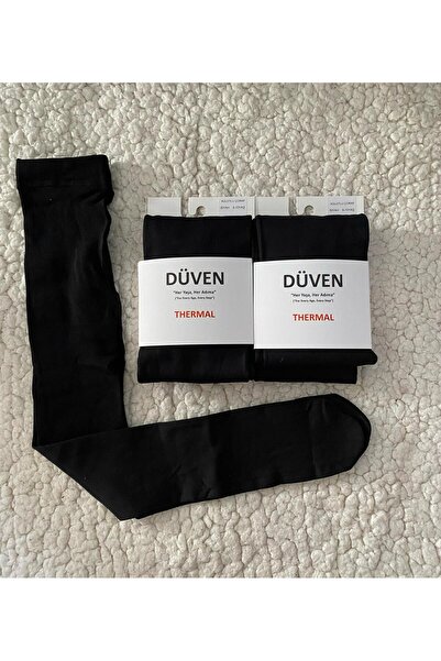 DÜVEN 2-Pack Black Color Girls' Warm Thermal Pantyhose - Thermal Pantyhose