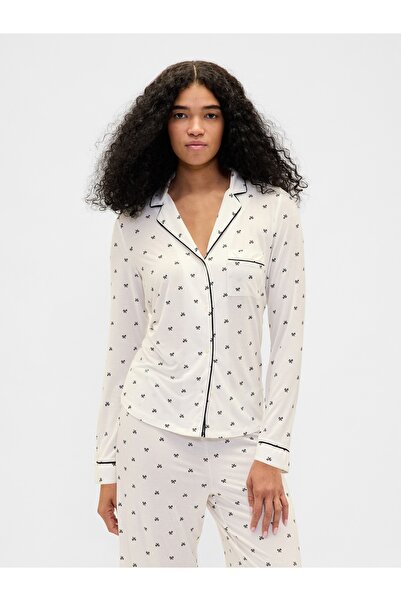 GAP Kadın Beyaz Modal Pijama Üstü
