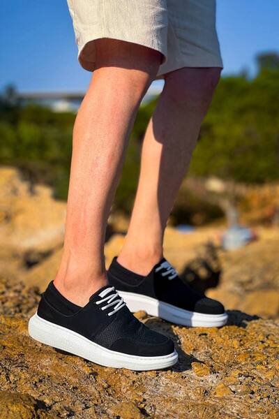 Lucy Shoes YG-042 Ανδρικά κλασικά παπούτσια από λινό με κορδόνια KBT - Μαύρο