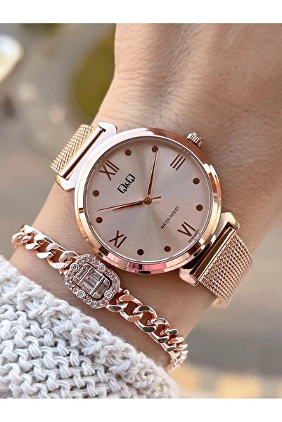 Q&Q Steel Cord 2 Years Warranty 3 Atm Water Resistant Wristwatch+Bracelet Gift Qq.1001.R1