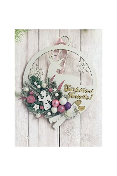 OEM Christmas wreath, painted and decorated MDF base, diameter 30cm