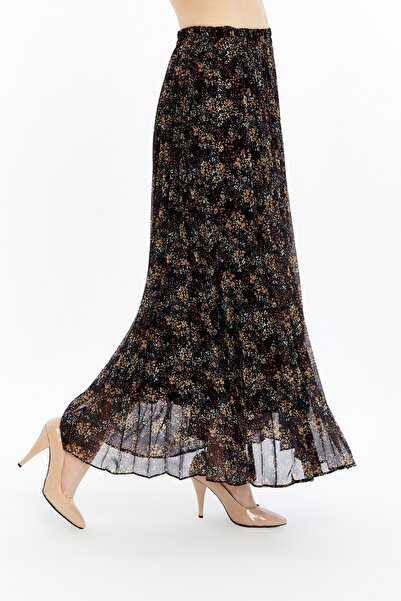 sehatex Fusta din șifon cu model plisat căptușită cu talie elastică