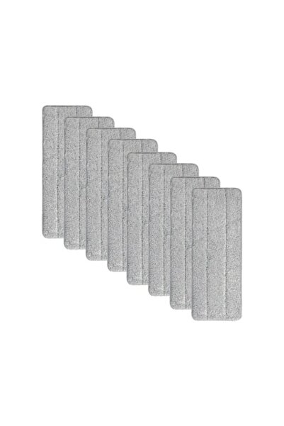 bigshot Set of 8 Microfiber Replacement Pads for Flat Mop, Wet & Dry Use, 32x12 cm, Gray