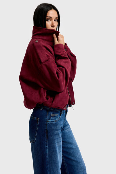 its basic Γυναικείο μπουφάν από ύφασμα σουέτ με χαλαρή εφαρμογή w5-35 Bomber Fit