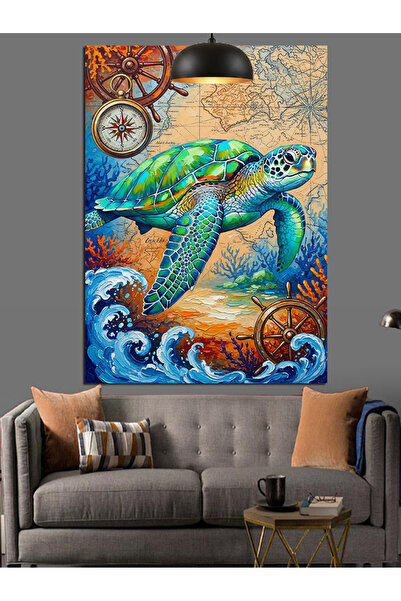 KanvasSepeti Țestoasă de mare Pictură în ulei de înaltă calitate texturat Can...