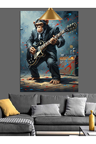 KanvasSepeti Cântând la chitară electrică Pictură în ulei de înaltă calitate ...