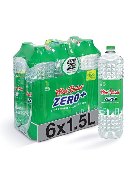 Mai Dubai Bottled Water Alkaline Zero Sodium, 6 x 1.5 L