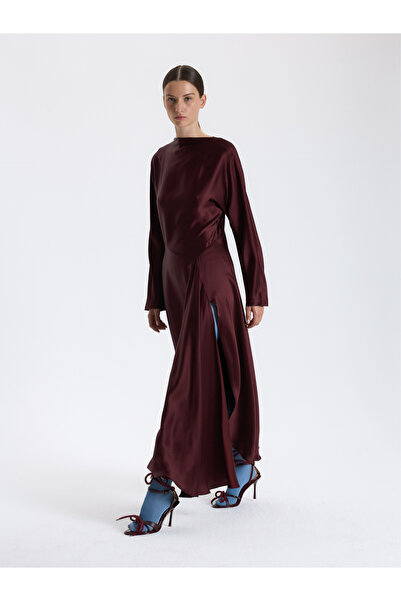 BAQA Burgundy Minimalist Long Dress