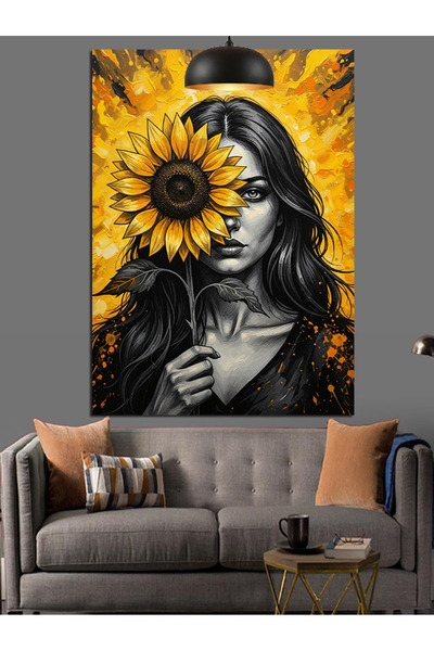 KanvasSepeti Ηλιοτρόπια που κρατούν ένα ηλιοτρόπιο Υψηλής ποιότητας ελαιογραφ...