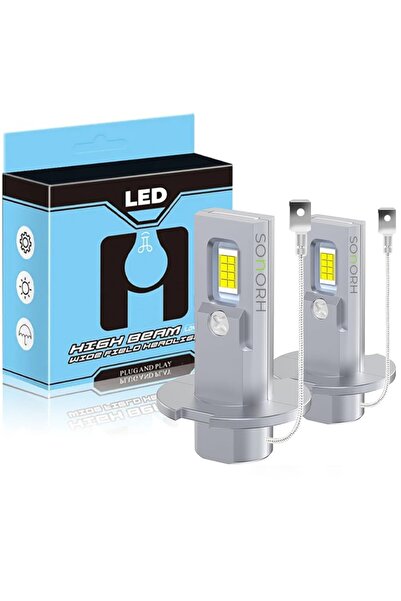 SONORH Set of 2 LED Auto H3 Bulbs, 140W, 28000lm, 6500K Cool White, IP68, Plug & Play,