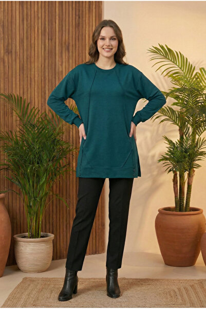 Birol Triko Women's Petrol Blue Buttoned Tunic