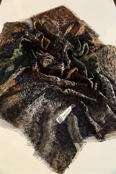 POLO CRAFT Keten Yazma Çizgili Desen Flamlı Tülbent