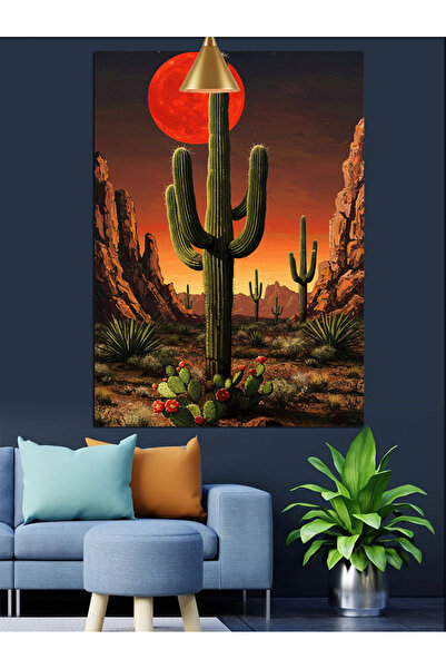 KanvasSepeti Cactus desert sălbatic Pictură în ulei de înaltă calitate textur...