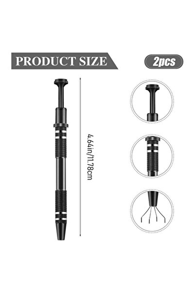 JZS 2 قطعة من أداة التقاط شريحة IC من الفولاذ المقاوم للصدأ ذات 4 رؤوس سوداء