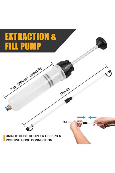 JZS Automotive Fluid Extractor Pump Manual Fuel Suction Syringe 200 CC