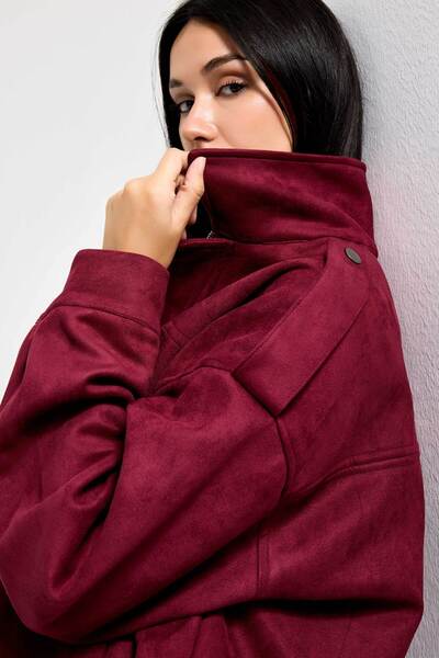 its basic Γυναικείο μπουφάν από ύφασμα σουέτ με χαλαρή εφαρμογή w5-35 Bomber Fit