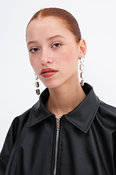 Addax Μπουφάν Bomber με ζώνη από συνθετικό δέρμα C3137