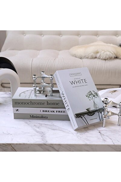 AZONEE كتب ديكورية مزيفة، 4 قطع لتزيين المنزل، ديكور طاولة القهوة