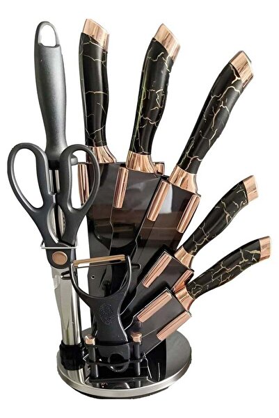 Generic Professional 9-Piece Kitchen Knife Set with Acrylic Block & Sharpener