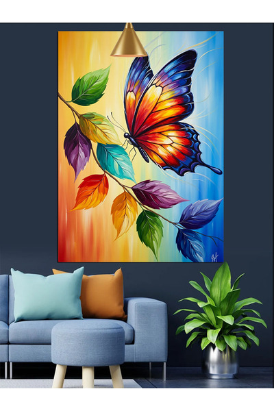 KanvasSepeti Vopsea în ulei abstractă cu fluturi de înaltă calitate texturat ...