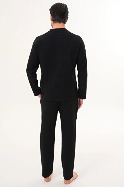 By Mecit Pijama Large Size Thessaloniki Fabric Winter Men's Pajama Set 70% Cotton 30% Polyester