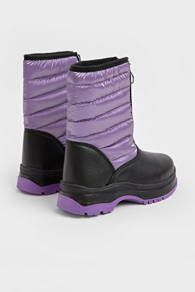 Tonny Black Παιδικές μπότες χιονιού με φερμουάρ, χοντρή θερμοσόλα, με επένδυση με ζεστό επένδυση και γράμματα στο μπροστινό μέρος